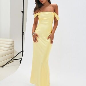 Princess Polly Yellow Off-Shoulder Maxi Dress